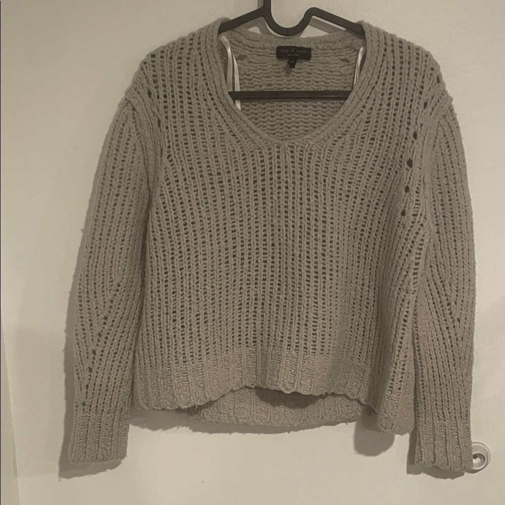 Rag & Bone V-Neck Knit Wool Sweater in Gray SZ XS B118